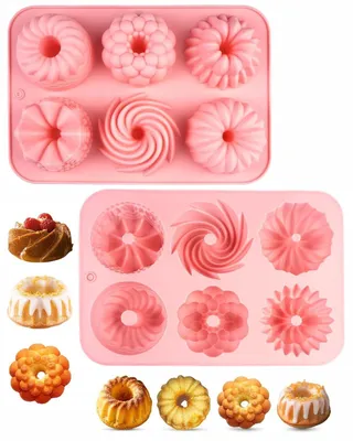 Produktbild von Gugelhupfform - Silikon - Backform für Kuchen, Kekse und Bagels - 2 Stück - Pink - Klein