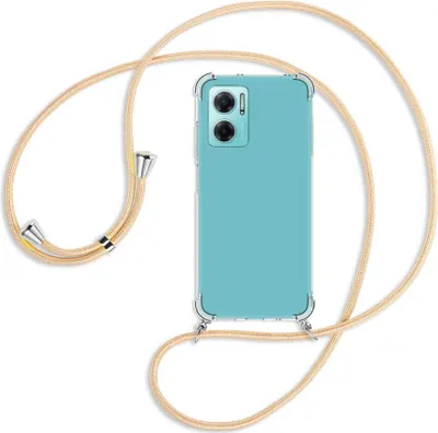 Produktbild von Handykette Backcover-Schutzhülle mit Band (Metall silberfarben) für Xiaomi Redmi 10 5G / Note 11E - Goldkordel