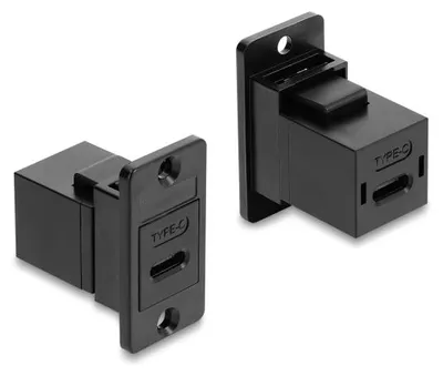 Productafbeelding van USB 2.0 Type-C inbouwconnector, mannelijk naar vrouwelijk, zwart