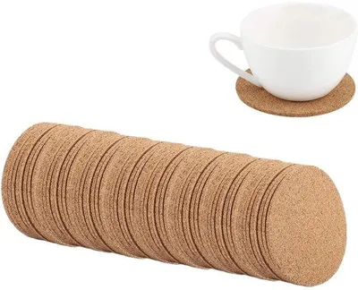 Obrázek produktu pro Korkové podložky pod šálky, savé, 100 kusů, dřevěné, pro domácnost