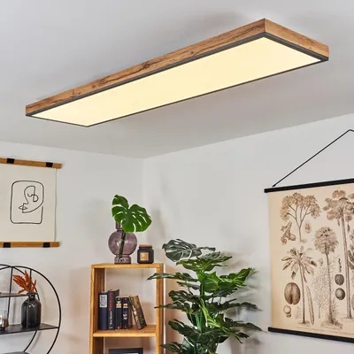 Produktbild von Vacil »Vacil« Deckenlampe aus Metall und MDF in Schwarz/Weiß/Holzoptik