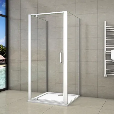 Produktbild von U-kabine 90x185cm Drehtür mit 90X90X185cm Seitenwand 5mm ESG Glas U-Form Duschabtrennung Duschkabinen