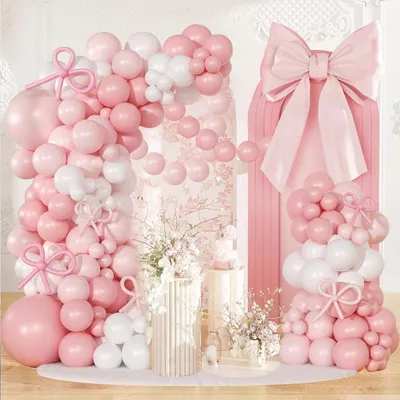 Image de Guirlande de ballons roses et blancs, 109 pièces, ensemble d'arche de ballons pour anniversaire