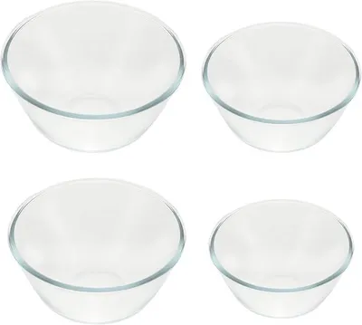 Imagen del producto de 4 vasos de vidrio transparentes, de 500 ml a 1600 ml. Cuencos de vidrio multifuncionales, aptos para microondas, ideales para ensaladas, postres y arroz