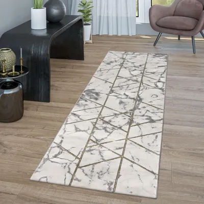 Produktbild von TT Home Wohnzimmer Teppich Kurzflor Wohnzimmerteppich 3D Optik Modern Marmor Design Größe 80x150 cm
