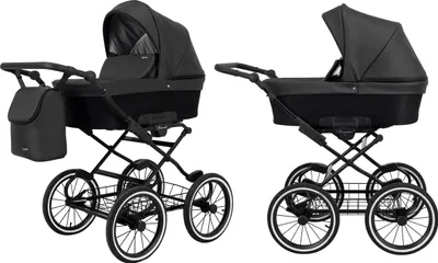 Produktbild von Kinderwagen ROMANTIC Babywagen Babyschale Kinder Wagen Set 1 in 1 (kolor, Rahmenfarbe: schwarz eco schwarz Rahmen)