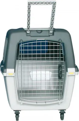 Produktbild von Trixie Tier-Transportbox Gulliver 7, 73x75x104 cm, Kunststoff, Hellgrau/Dunkelgrau, IATA-geprüft für Flugreisen, Hunde & Katzen, 2 Ablagefächer