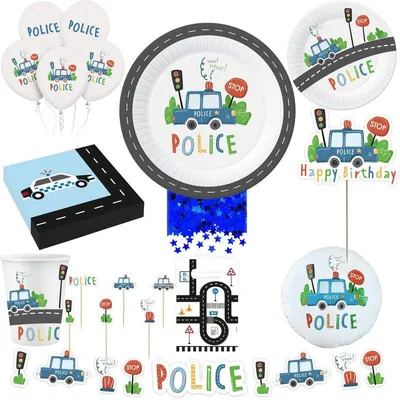 Produktbild von Partyset Polizei Geburtstag Kindergeburtstag Partygeschirr Deko