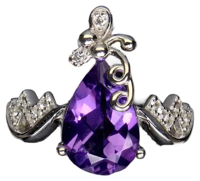 Produktbild von Zarter Ring aus natürlichem Amethyst und Zirkonia, Ringgröße 17,5