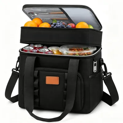 Isolierte Lunchtasche 30,7 L, faltbar, schwarz
