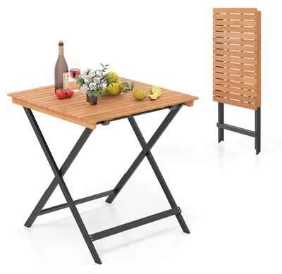 Produktbild von COSTWAY Gartentisch Klappbar Holz, Holztisch Wetterfest, Klapptisch aus Akazienholz, Balkontisch, Esstisch für Garten, Balkon, Terrasse, 70x70x73 cm