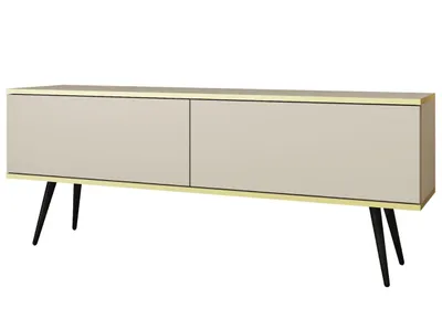 Produktbild von GrainGold TV-Schrank Diolo - RTV-Schrank, RTV-Tisch, Lowboard, TV-Tisch mit Metallbeinen, Stilvoller RTV-Schrank - TV-Schrank Beige, Schwarz
