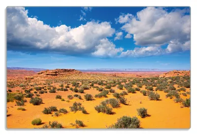 Produktbild von Wallario Frühstücksbrettchen aus Glas 20 x 30 cm mit rutschfesten Füßen, Motiv Wüste in Arizona - blauer Himmel mit Wolken I