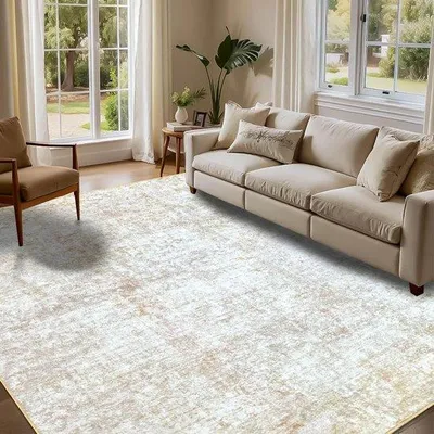 Imagen del producto de Alfombra Unyqoos® lavable, suave, antideslizante, con base de algodón/TPR, superficie de polipropileno, lavable a máquina, ideal para salones y comedores