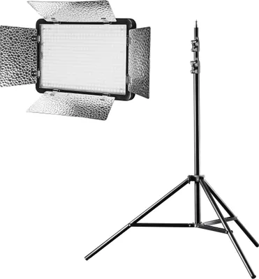 Produktbild von Walimex pro LED 500 Versalight Bi Color Flächenleuchte inkl. Lampenstativ, leistungsstarke Videoleuchte 32 W, Studioleuchte mit Fernbedienung, vollwertige Studio-Beleuchtung