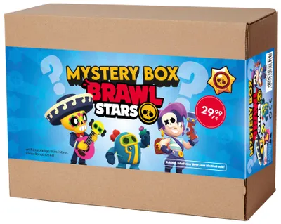 Produktbild von Brawl Stars Box mit Fanartikeln Figuren Zubehör & Merch - Geschenk für Gamer, Kinder & Sammler