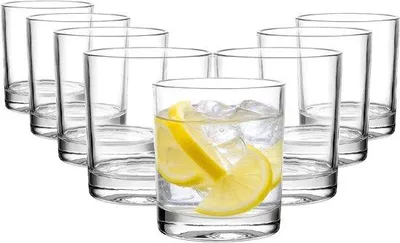 Produktbild von 8-Stück Set aus 8 transparenten 450 ml Gläsern - Waschmaschinengeschäftsfähig für Wasser, Saft und Cocktails