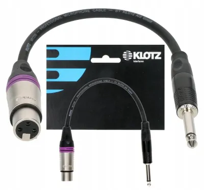 Imagen del producto de Adaptador KLOTZ, conector XLR hembra a conector jack de 6,3 mm mono, longitud 0,2 metros
