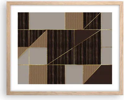 Produktbild von Gerahmtes Poster - Rahmen in heller Eiche - Rechtecke Quadrate Braun - 50x40 cm - Wand Bild - Wanddeko - Wandbilder - Kunstposter - Wandposter - Bilderrahmen - Bilder - Kunstdruck - P2NAA50x40-4610