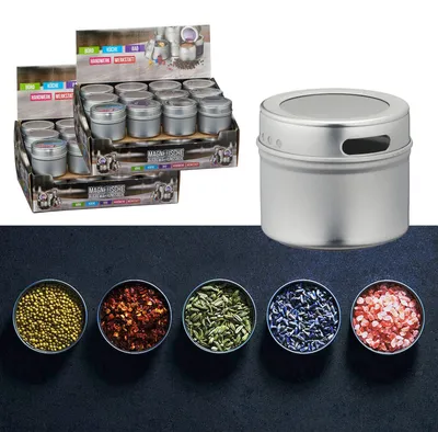 Magnetische Aufbewahrungsdosen 4x6er-Set, Gewürzdosen, 6x5 cm, Metall