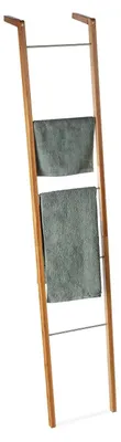 Image de TRANKIELO® - Échelle décorative avec porte-serviettes – Bambou et acier – 5 barreaux – Dimensions : 180 x 35 x 20 cm – Aspect naturel