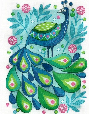 Obrázek produktu pro Sada křížkového vyšívání Heritage "Peacock", počítaný vzor, KCPE1504-A, 14,5x19,5cm