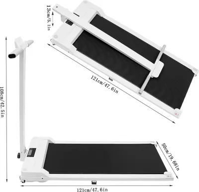 Zdjęcie produktu dla Elektryczna bieżnia / Walking Pad – składana do użytku domowego – wyświetlacz LED – prędkość 1–6 km/h – maks. 100 kg – silnik 0,75 KM – amortyzacja – napięcie 220 V UE – kolor beżowy