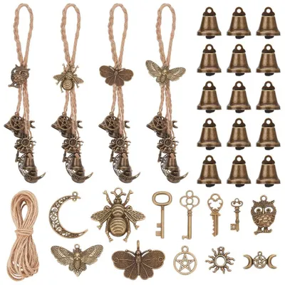 Produktbild von 4 DIY-Hexenglockensets, Tiermotiv, Hexen-Windspiel, Heimdekoration, Türknaufschutz, Bastelprojekt für Anfänger