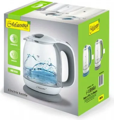 Obrázok produktu pre Feel Maestro MR-056-GREY, 1,7 L, 2200 W, Šedá, Sklo, Indikátor úrovne vody, Zabezpečenie proti prehriatiu