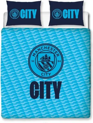 Obrázek produktu pro Manchester City FC - Crest - Sada ložního prádla AG3206 (Manželská postel) (Modrá)