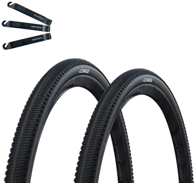 Produktbild von 2 x Schwalbe G-One Comp Fahrradreifen Active K-Guard Green Compound E-25 Schwarz 40-622 (28 x 1.50") inkl. maxxi4you Reifenheber