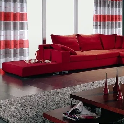 Produktbild von Fasttrade 2er Vorhänge mit dicken Streifen HxB 145x250 cm, Ösen, Set Wohnzimmer moderne und klassische Inneneinrichtung, weiß-grau-rot