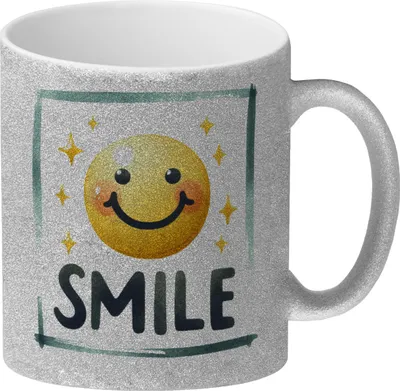 Produktbild von Smile Emoticon Glitzer-Kaffeebecher