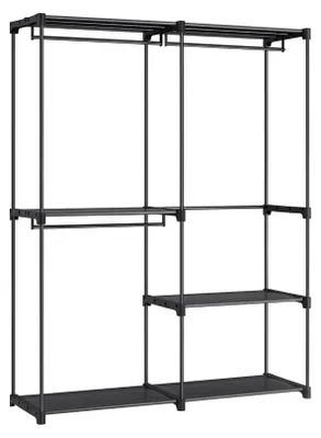 Obrázek produktu pro Otevřená skříň – věšák na oblečení – ocel/plast – černá barva – 43 x 138 x 182 cm