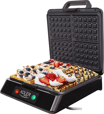 Produktbild von Waffeleisen Adler AD 3036 4 Waffeleisen 1500W Lampen große leistungsstarke schwarz