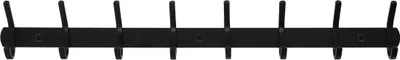 Produktbild von QUVIO Wandgarderobe - 8 Haken - Garderobe - Wandgarderobe - Garderobenständer - Hängend - Mit Haken - Kochgeschirrhalter - Metall - Schwarz - 55 cm