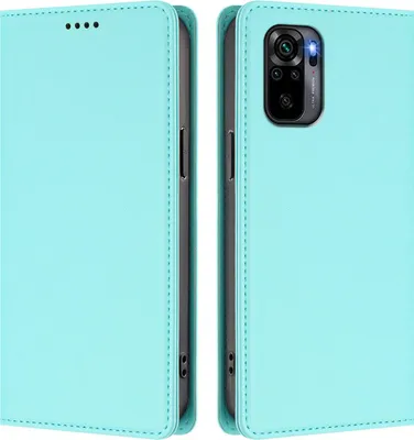 Obrázek produktu pro Kožené pouzdro pro Xiaomi Redmi Note 10S/Note 10 4G, magnetické flipové pouzdro zPolyuretankůže se stojánkem Mátově zelená
