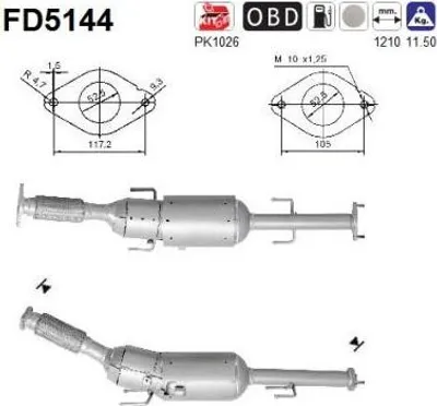 Produktbild von AS FD5144 Dieselpartikelfilter Rußpartikelfilter DPF für NISSAN JUKE (F15) Abgasanlage Diesel