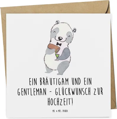 Produktbild von Mr. & Mrs. Panda Klappkarte Bräutigam Gentleman - Weiß - Geschenk, faltkarte, Liebe, Glückwunschkarte, Heirat, Unvergesslich, Spruch, zauberhafte Welt, Heiraten