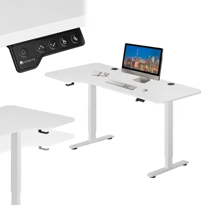 Produktbild von Juskys Höhenverstellbarer Schreibtisch 160x75cm - Elektrisch stufenlos verstellbar Bürotisch Sitz- & Stehtisch Speicherplatz Memory-Funktion - Weiß
