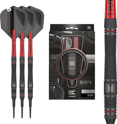 Produktbild von Target Darts Scope Soft Tip Dartpfeile 21G Barrel 11, 90% Wolfram, Schwarz-Rot