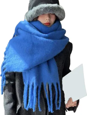 Produktbild von Damen-Winterschal, einfarbig, leicht, weich und warm, mit Quastenbesatz, Kaschmirimitat für kaltes Wetter