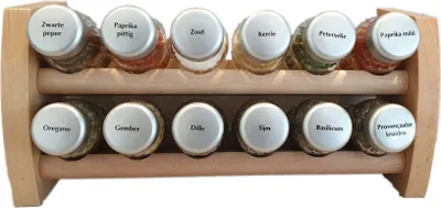 Produktbild von Gewürzregal - 12 Gewürze - Holz & Glas
