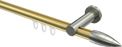 Produktbild von Interdeco Innenlaufstange / Gardinenstange mit Innenlauf Messing-Optik / Edelstahl-Optik, Typ Platon Samanto (Rillenpatrone), 20 mm Ø 1-läufig, 100 cm