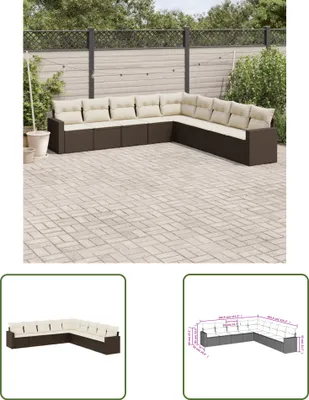 Produktbild von The Living Store 9-tlg. Garten-Sofagarnitur mit Kissen Braun Poly Rattan