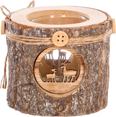 Produktbild von Windlicht rondin holz und passendes glas - Feeric Lights & Christmas