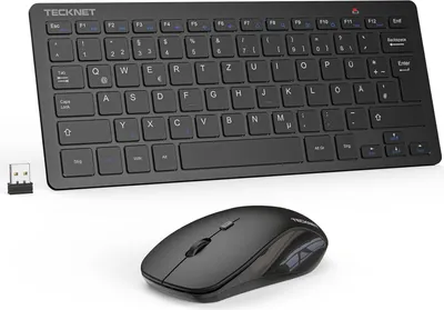 Obrázek produktu pro Bezdrátový set, německé rozložení QWERTZ, bezdrátový set mini klávesnice a myši 2,4 GHz, dosah 15 m, bezdrátová tichá bezdrátová klávesnice s myší