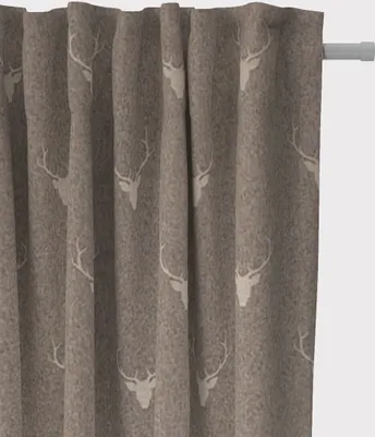 Produktbild von Jacquard Vorhang Hirschkopf Braun Beige mit Smok-Schlaufenband 130x245cm vorgewaschen