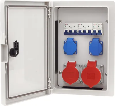Produktbild von Stromverteiler Baustromverteiler CEE 16A 32A 2x230V Komplett mit Sicherungen Gehäuse IP65