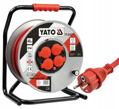 Obrázok produktu pre Yato YT-8107, Čierna, Šedá, Červená, Polyvinylchlorid (PVC), 4 AC zásuvky/AC zásuviek, Typ E, Typ E, Priamy